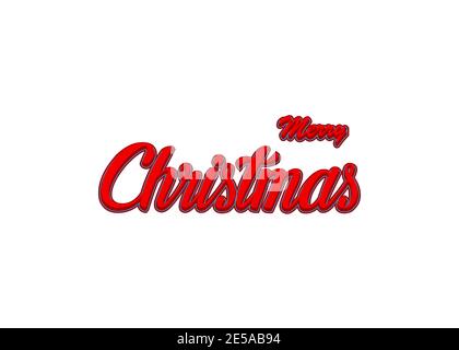 Testo 3D Merry colore rosso natalizio. Allegra tipografia di Natale, carta di Natale, disegno di lettering Illustrazione Vettoriale