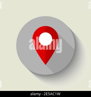 Pin - icona vettore. Pin rosso. Design piatto Illustrazione Vettoriale