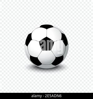 Pallone da calcio. Pallone da calcio realistico o pallone da calcio con ombra su sfondo trasparente. Icona pallone da calcio. Illustrazione Vettoriale