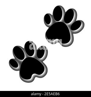 Illustrazione 3D. Animali impronta. Footprint cane o gatto in design piatto. Pow stampa animali Illustrazione Vettoriale