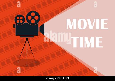 Sfondo o banner cinematografici. Tempo filmato. Biglietto per il cinema. Videocamera per cinema Illustrazione Vettoriale
