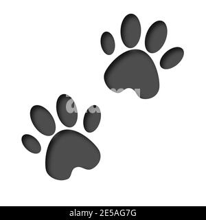 Illustrazione 3D. Animali impronta. Footprint cane o gatto in design piatto. Pow stampa animali Illustrazione Vettoriale