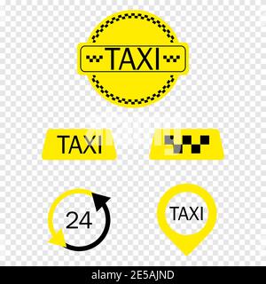 Icone taxi colezione su sfondo trasparente. Icone taxi. Eps10 Illustrazione Vettoriale