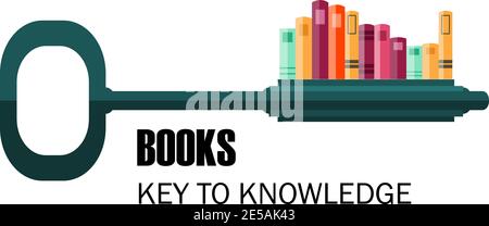 chiave di conoscenza. logo. chiave con i libri Illustrazione Vettoriale