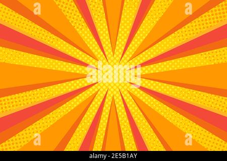 Colorful Pop art fumetto Cartoon luce del sole sfondo retro Halftone sfondo colorato con strisce Foto Stock