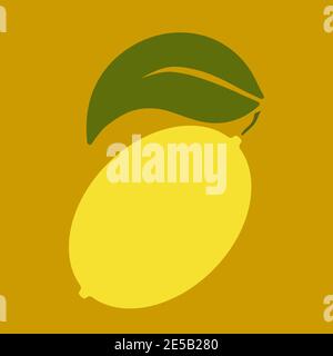 Limone piatto vettore oultine semplice illustrazione su sfondo colorato Illustrazione Vettoriale