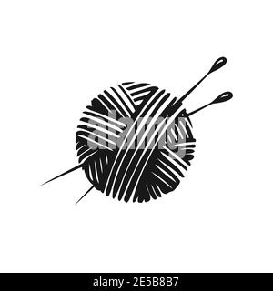 Palla di filato e aghi. Vettore di simboli di Unione Illustrazione Vettoriale