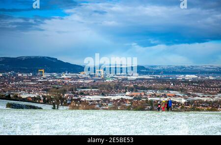 Vista invernale su Belfast, Irlanda del Nord Foto Stock