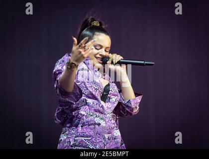 Rosalia si esibisce dal vivo il 3° giorno di Glastonbury 2019, Worthy Farm, Pilton, Somerset. Foto Stock