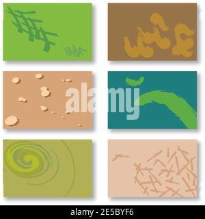 Set di sfondi astratti / etichette in vari colori Verde Sabbia ambiente naturale Sostenibilità organica Illustrazione Vettoriale