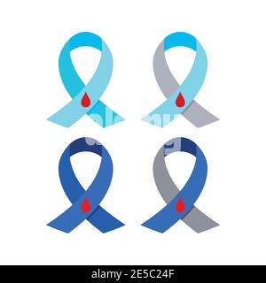 Set di nastri per la consapevolezza del diabete isolato su sfondo bianco. Illustrazione Vettoriale
