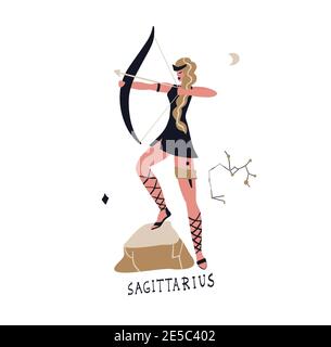 Zodiaco segni Sagittario. Illustrazione vettoriale del simbolo zodiaco. Illustrazione Vettoriale