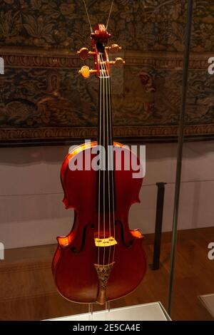 Violino "il Messia", di Antonio Stradivari, Ashmolean Museum, il museo d'arte e di archeologia dell'Università di Oxford, Oxford, Regno Unito. Foto Stock