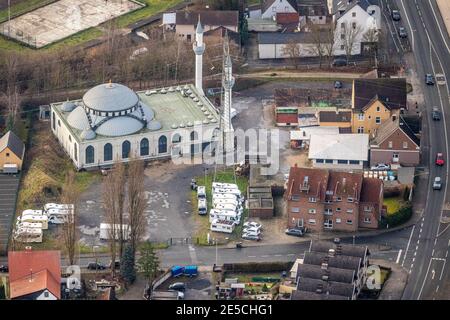 Luftbild Ulu Moschee im Ortsteil Herringen in Hamm, Ruhrgebiet, Nordrhein-Westfalen, Deutschland, Andachtstätte, DE, Dortmund Straße, Europa, Glaube Foto Stock