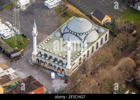 Luftbild Ulu Moschee im Ortsteil Herringen in Hamm, Ruhrgebiet, Nordrhein-Westfalen, Deutschland, Andachtstätte, DE, Dortmund Straße, Europa, Glaube Foto Stock