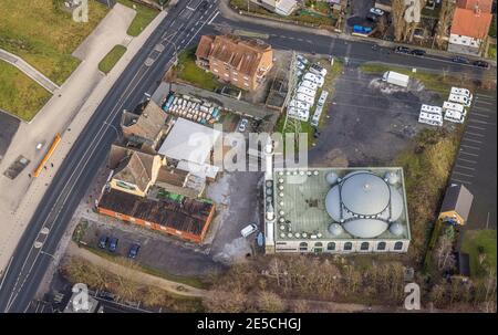 Luftbild Ulu Moschee im Ortsteil Herringen in Hamm, Ruhrgebiet, Nordrhein-Westfalen, Deutschland, Andachtstätte, DE, Dortmund Straße, Europa, Glaube Foto Stock