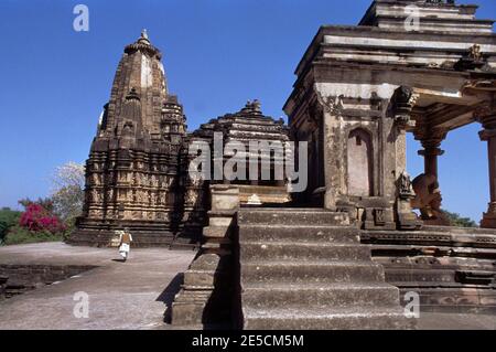 Khajuraho India Lakshmana tempio dedicato al signore Vishnu costruito da 930 - 950 D.C. - Stile Nagara Foto Stock