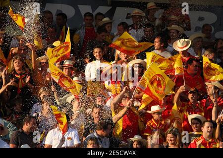 Atmosfera prima della partita di rugby Engage Super League, Catalans Dragons vs Wigan Warriors allo stadio Gilbert Brutus di Perpignan, Francia, il 20 settembre 2008. Wigan Warriors ha vinto 26-50. Foto di Michel Clementz/Cameleon/ABACAPRESS.COM Foto Stock