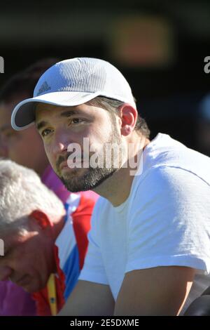 KEY BISCAYNE, FL - MARZO 21: Naomi Osaka del Giappone sconfigge Serena Williams degli Stati Uniti durante il Miami Open presentato da Itau al Crandon Park Tennis Center il 21 Marzo 2018 a Key Biscayne, Florida. People: Alexis Ohanian Credit: Storms Media Group/Alamy Live News Foto Stock