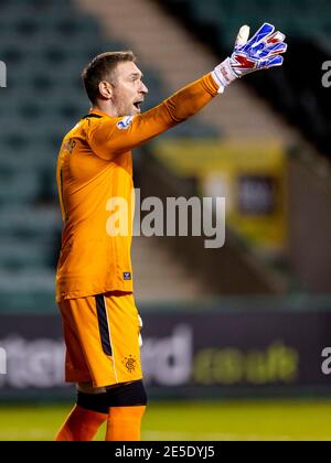 Easter Road, Edimburgo, Regno Unito. 27 gennaio 2021. Scottish Premiership Football, Hibernian vs Rangers; Allan McGregor of Rangers Credit: Action Plus Sports/Alamy Live News Foto Stock