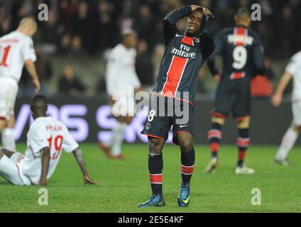 Peguy Luyindula della PSG durante la partita di calcio della Coppa UEFA, PSG vs Twenteat lo stadio Parc de Princes di Parigi, Francia, il 18 dicembre 2008. PSG ha vinto 4-0. Foto di Steeve Mc Maggio/Cameleon/ABACAPRESS.COM Foto Stock