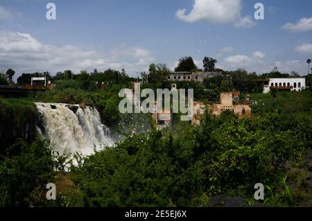 Acque inquinate del fiume Santiago a el Salto, Jalisco Foto Stock