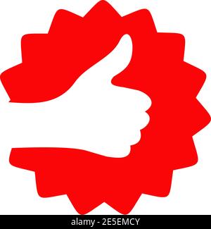 logo di buona tariffa con il pollice mano su modello vettoriale di disegno Illustrazione Vettoriale
