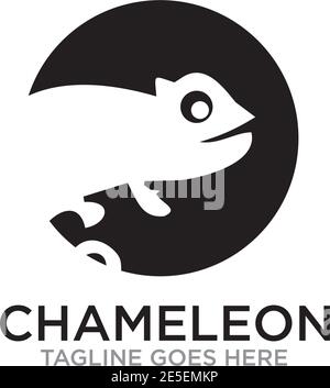 Modello vettoriale di disegno del logo animale di Chameleon Illustrazione Vettoriale