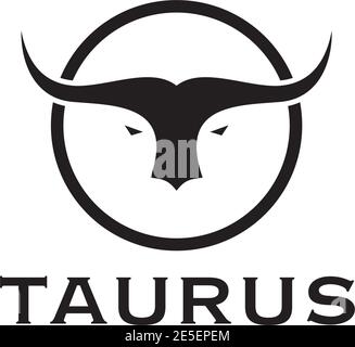 Modello vettoriale per il design del logo della testa Taurus Illustrazione Vettoriale