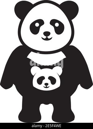 Modello vettoriale per il disegno del logo Panda Animal Illustrazione Vettoriale