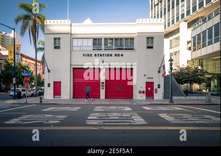 Stazione dei vigili del fuoco nel centro di San Diego Foto Stock