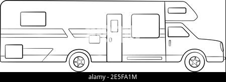 Trailer di schizzo per il turismo campeggio, set di doodle di trasporto per il tempo libero e l'avventura. Illustrazione vettoriale Illustrazione Vettoriale