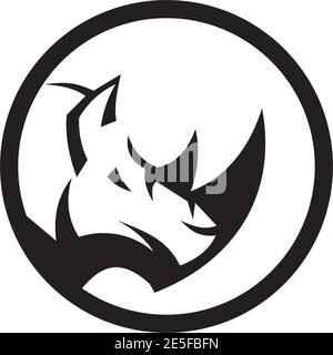 Modello vettoriale per il disegno del logo Rhino Animal Illustrazione Vettoriale