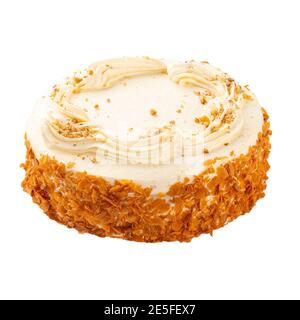 Pan di Spagna di carota isolato con crema di formaggio Foto Stock