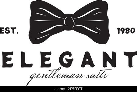 Elegante logo bowtie per muta modello di design Illustrazione Vettoriale