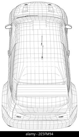 Vettore auto. Filo-telaio isolato su sfondo. Telaio a filo. Formato EPS10 Illustrazione Vettoriale