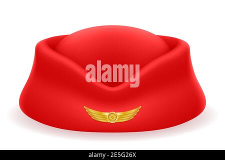 cappello da stewardess per l'illustrazione vettoriale delle compagnie aeree passeggeri isolato su bianco sfondo Illustrazione Vettoriale