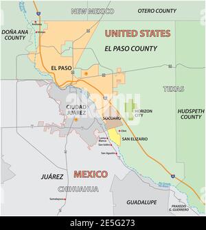 Mappa vettoriale della Contea di Texan El Paso, Stati Uniti Illustrazione Vettoriale