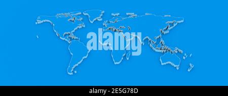 Blue World map 3d illustrazione Foto Stock