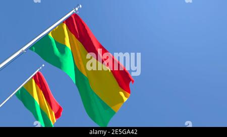 Rappresentazione 3D della bandiera nazionale della Bolivia che si svanita il vento Foto Stock