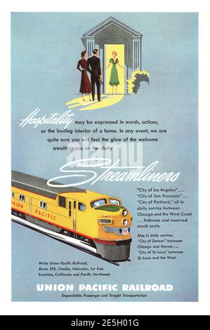 1950 US Advertt Union Pacific Railroad Foto Stock