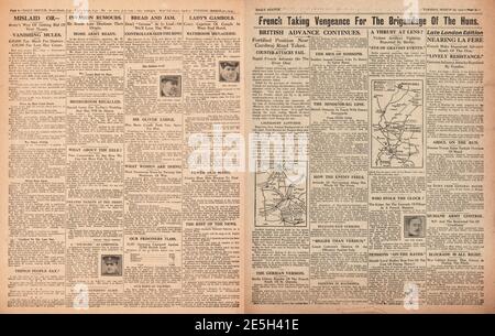 1917 Daily Sketch Esercito britannico e francese Advance Foto Stock