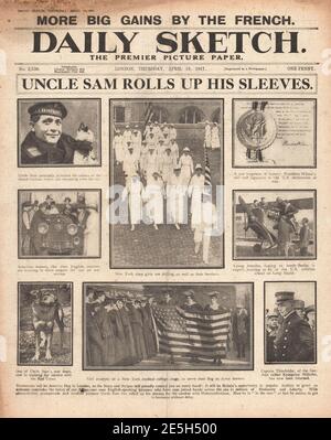 1917 Daily Sketch American si unisce alla guerra Foto Stock