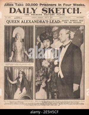 1917 Daily Sketch Queen Alexandra alla Royal Albert Hall Foto Stock