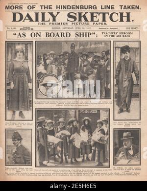 1917 Daily Sketch vittime di Gotha Raids a Londra Foto Stock