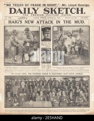 1917 Daily Sketch British Army Attack sul fronte occidentale Foto Stock