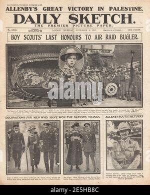 1917 funerale di schizzo giornaliero di Boy Scout ucciso in aria RAID Foto Stock