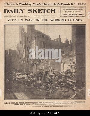 1915 Daily Sketch Zeppelin RAID a Londra Foto Stock
