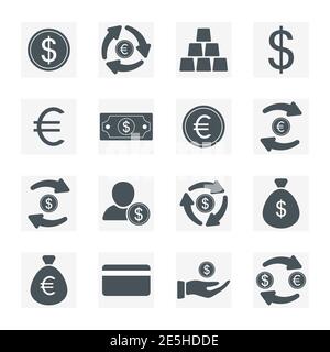 Icona Money Set. Collezione simbolo ricchezza. Concetto di business. Vettore isolato su bianco. Illustrazione Vettoriale