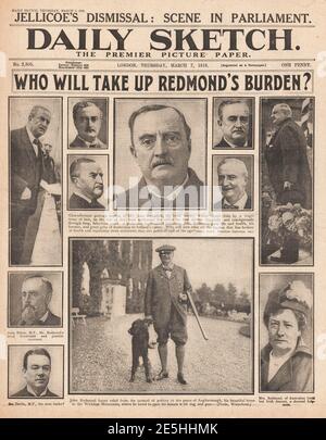 1918 morte giornaliera di schizzo di John Redmond MP Foto Stock